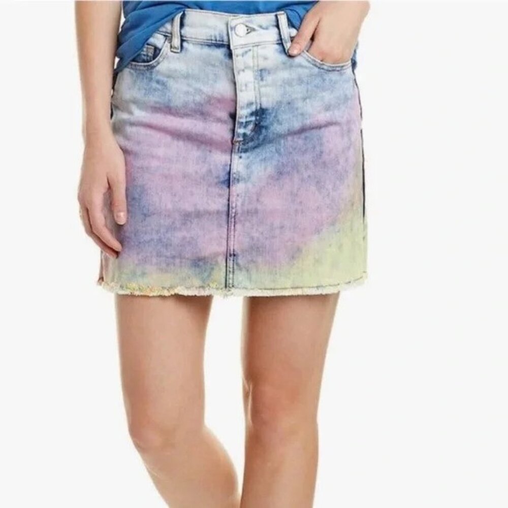 Zadig & Voltaire Juicy Tie and Dye Denim Mini Skirt xs